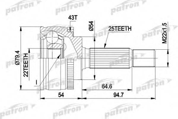 Шарнирный комплект, приводной вал PCV4306 PATRON