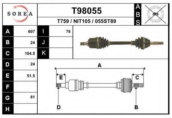 Приводной вал T98055 EAI