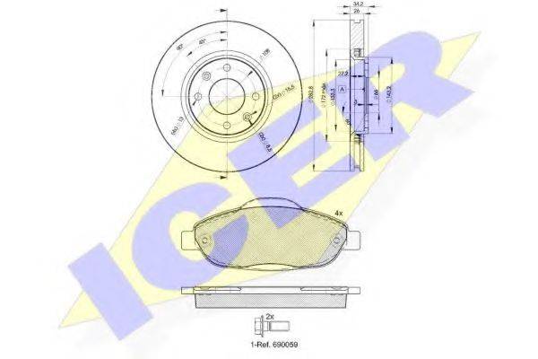 Комплект тормозов, дисковый тормозной механизм 31851-4752 ICER