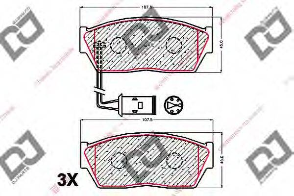 Комплект тормозных колодок, дисковый тормоз BP2041 DJ PARTS