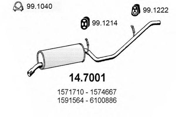 Глушитель выхлопных газов конечный 14.7001 ASSO